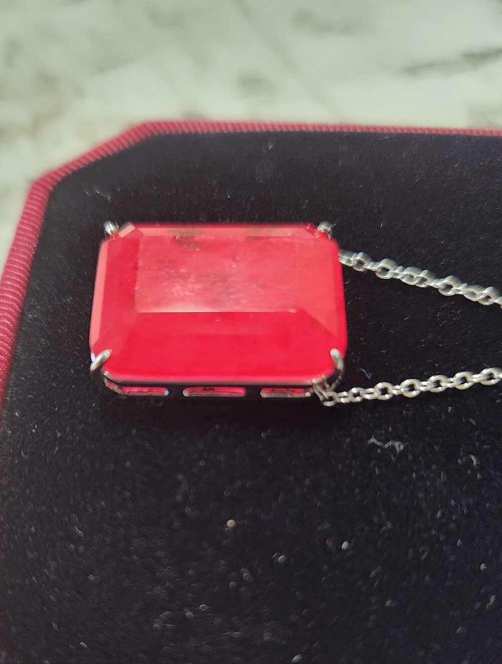 New Fushia Pink Ruby 10ct Necklace - Picture 7 of 7